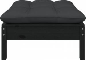 vidaXL 2-osobowa sofa ogrodowa z poduszkami, czarna, drewno sosnowe 3