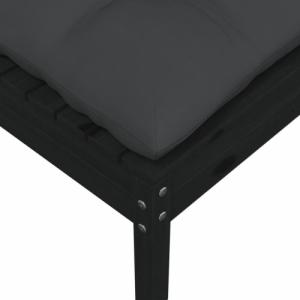 vidaXL 2-osobowa sofa ogrodowa z poduszkami, czarna, drewno sosnowe 4