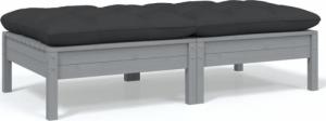 vidaXL 2-osobowa sofa ogrodowa z poduszkami, szara, drewno sosnowe 1