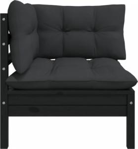 vidaXL 3-cz. zestaw wypoczynkowy do ogrodu, z poduszkami, czarny 3