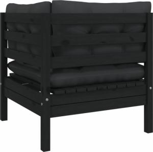 vidaXL 3-cz. zestaw wypoczynkowy do ogrodu, z poduszkami, czarny 4