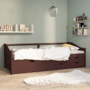vidaXL 3-osobowa sofa/łóżko z szufladami, ciemnobrązowa, 90 x 200 cm 1