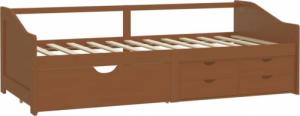 vidaXL 3-osobowa sofa/łóżko z szufladami, miodowy brąz, 90 x 200 cm 2