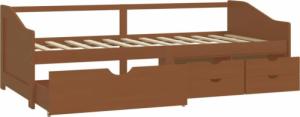 vidaXL 3-osobowa sofa/łóżko z szufladami, miodowy brąz, 90 x 200 cm 3