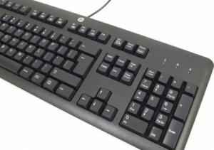 HP Klawiatura HP KU-1156 USB Biurowa Czarna QWERTY +Naklejki Bez Nóżek 2
