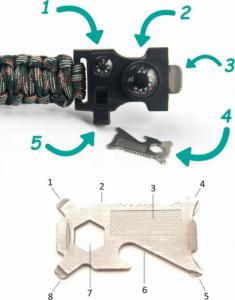 Bransoletka przetrwania survivalowa Paracord 7W1 2