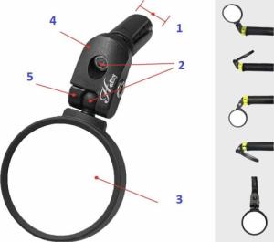 Elletro Mini Lusterko Rowerowe 360* Wsteczne Do Kierownicy na śrubę regulacja odporne do obserwacji 7