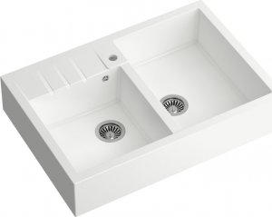 Zlewozmywak Quadron BILL 120 GraniteQ snow white/elementy stalowe 2