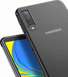 Silikonowe przezroczyste etui z ramką Samsung Galaxy A7 2018 czarne 4