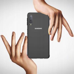Silikonowe przezroczyste etui z ramką Samsung Galaxy A7 2018 czarne 5