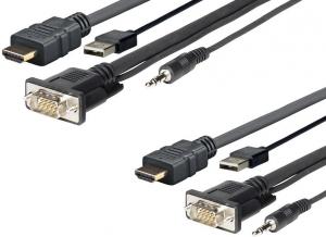 Kabel VivoLink MiniJack 3.5 mm - MiniJack 3.5 mm, USB HDMI D-Sub (VGA), 5, Czarny (PROHDMIMVGA5) 1