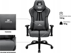 Fotel IMBA Seat WARLOCK materiałowy szaro-czarny 7