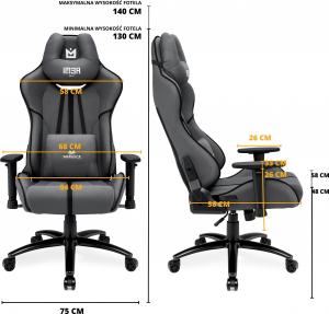 Fotel IMBA Seat WARLOCK materiałowy szaro-czarny 8