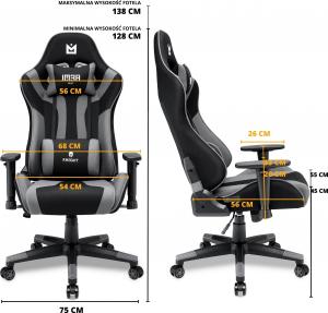 Fotel IMBA Seat KNIGHT materiałowy czarno-szary 8