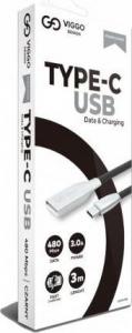 Kabel USB Viggo Design USB-A - USB-C 3 m Czarny 1