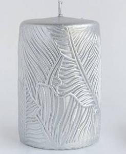 Affek Design Świeca TIVANO walec duży 7x17,5cm parafinowa srebrna 1