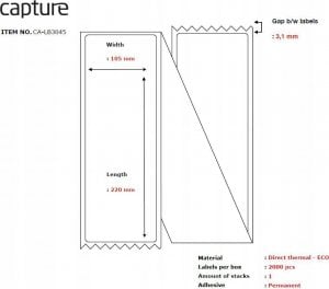 Capture Label 105x220, Core Fanfold 1