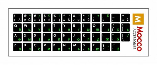 Klawiatura Mocco Mocco Keyboard Sticks ENG / EE With Laminated Waterproof Level Black / Green