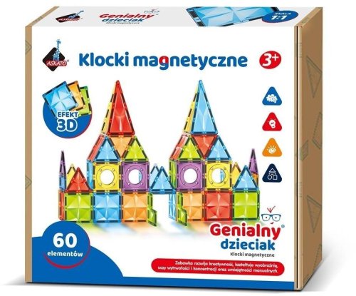 Askato Klocki magnetyczne 60 elementów