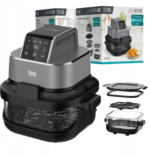 Frytkownica Beztłuszczowa Teesa Glass Air Fryer 1500W 2 Pojemniki 1,5L / 4L