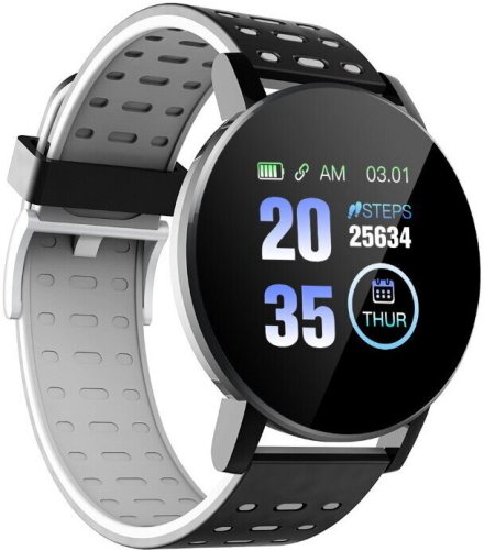 Smartwatch iWear IWear M9 Okrągły Smartwatch Fitness z wyświetlaczem Full Touch 1.3'' IPS z pomiarem ciśnienia krwi & pulsu / do sieci społecznościowych Czarno-Biały