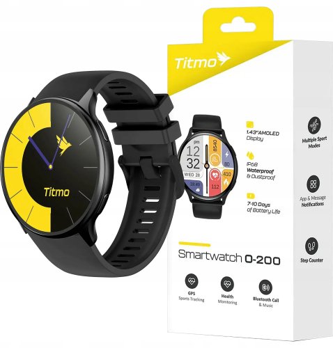 Smartwatch Kiano Titmo GPS AMOLED Bluetooth IP68 czarny