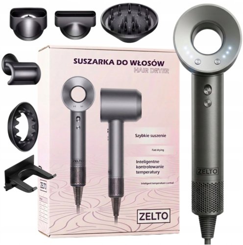 Suszarka ZELTO Do włosów z jonizacją dyfuzorem 1600W uchwyt 5xnasadki mocna lekka