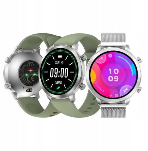 Smartwatch Bemi AI Chat z GPT Zeno Srebrny Dwa Paski AMOLED IP67 GPS SpO2 (6972689173839)