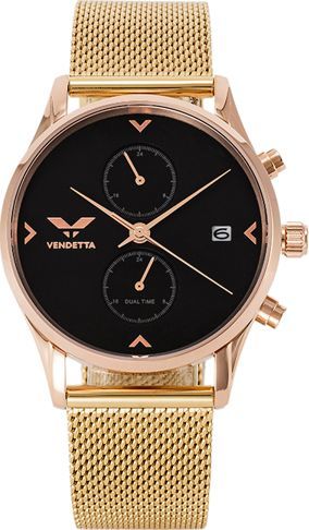 Zegarek Vendetta Zegarek damski Los Feliz black/gold mesh VE1063 uniwersalny