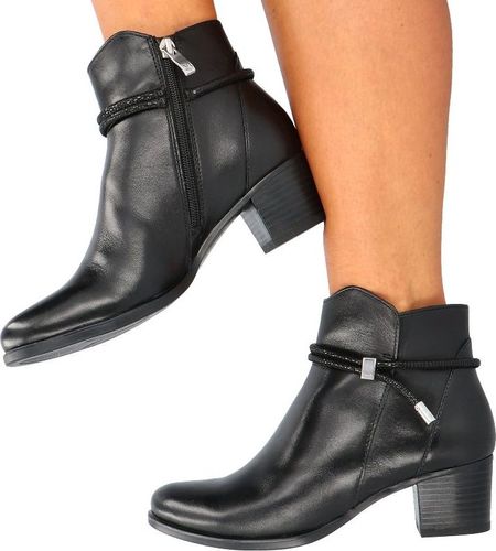 Caprice CAPRICE 9-25307-25 CZARNE - Skórzane botki na niskm obcasie 37.5