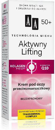 AA Cosmetics Technologia Wieku 50+ Aktywny Lifting Krem przeciwzmarszczkowy pod oczy 15ml