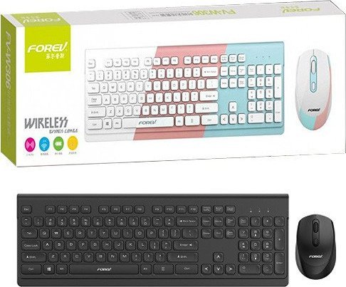 Klawiatura + mysz Forev FOREV KLAWIATURA BEZPRZEWODOWA + MYSZ ZESTAW BUSSINES CZARNA FV-306