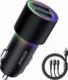 Ładowarka Joyroom Joyroom samochodowa ładowarka 2 x USB z podświetleniem 24W + kabel zasilający 3w1 USB Typ C / micro USB / Lightning 1,2m czarny (JR-CL10) 1