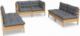 vidaXL vidaXL 6-cz. zestaw wypoczynkowy do ogrodu, szare poduszki, sosna 2