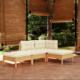 vidaXL vidaXL 4-cz. zestaw wypoczynkowy do ogrodu, kremowe poduszki, sosnowy 1