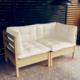 vidaXL vidaXL 2-osobowa sofa ogrodowa z kremowymi poduszkami, drewno sosnowe 1
