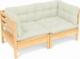 vidaXL vidaXL 2-osobowa sofa ogrodowa z kremowymi poduszkami, drewno sosnowe 1