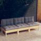 vidaXL vidaXL 3-osobowa sofa ogrodowa z szarymi poduszkami, drewno sosnowe 1