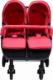 Wózek vidaXL Podwójny wózek spacerowy, czerwono-czarny, stalowy 4