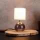 Lampa stołowa Ambiance Lampa stołowa z kloszem abażurem lampka nocna biała ze szklaną podstawą 25x12 cm 2