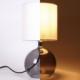 Lampa stołowa Ambiance Lampa stołowa z kloszem abażurem lampka nocna biała ze szklaną podstawą 25x12 cm 3