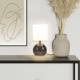 Lampa stołowa Ambiance Lampa stołowa z kloszem abażurem lampka nocna biała ze szklaną podstawą 25x12 cm 8