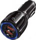 Ładowarka ŁADOWARKA SAMOCHODOWA 2 X USB 6A CZARNA VEGA FASTON FAST CHARGER QUICK 2XUSB 3.0 6100mAh 2