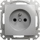 Schneider Electric Sedna Design, Gniazdo 2P+PE z przesłonami, srebrne aluminium 1