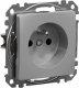 Schneider Electric Sedna Design, Gniazdo 2P+PE z przesłonami, srebrne aluminium 1