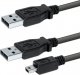 Kabel USB Logo USB-A - microUSB + USB-A 0.6 m Czarny 1