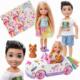 Lalka Barbie Mattel Barbie Club Chelsea zestaw tęczowe auto + 2 lalki 1