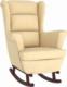vidaXL vidaXL Fotel bujany z kauczukowymi nóżkami, kremowy, aksamit 2