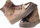 Pantofelek24 Wysokie jesienne trampki creepersy Brązowe /A8-2 6691 S194/ 37 3