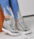 Pantofelek24 Błyszczące trampki sneakersy z kamieniami SREBRNE /E6-2 4230 T370/ 36 1
